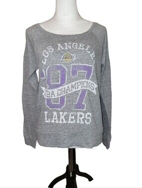 Vintage Junk Food LA Lakers 1987 NBA Champions Wide Neck Long Sleeve Top Size Lg